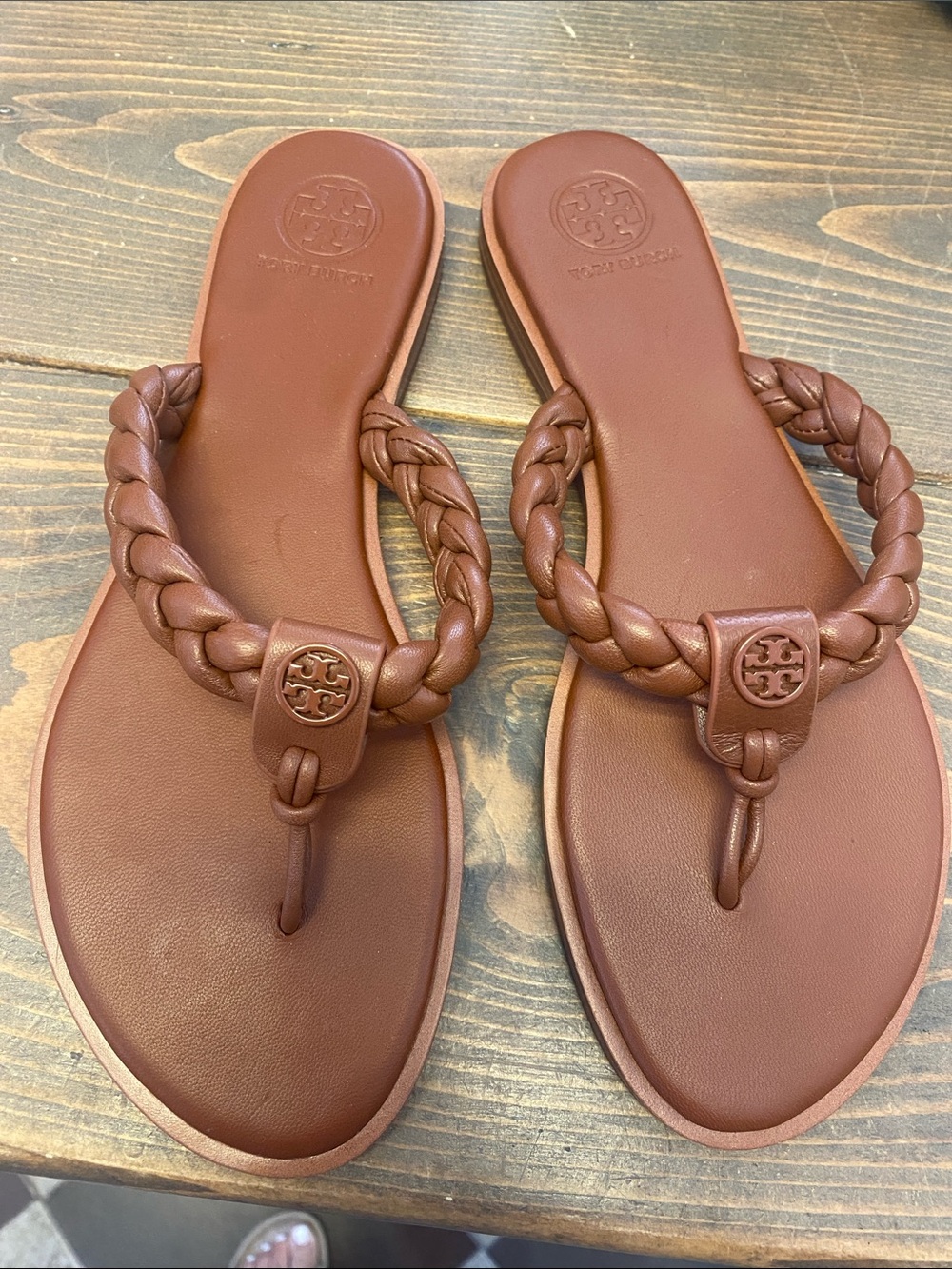 Tory Burch Brown Braided Leather Thong Sandals NEW!!!